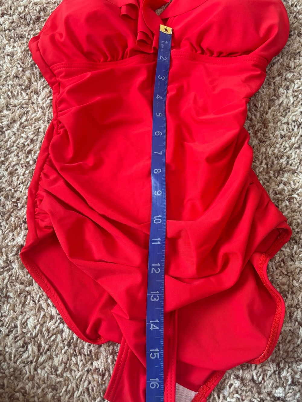 Red Ruffle One-Piece Swimsuit-XS - Picture 7 of 7
